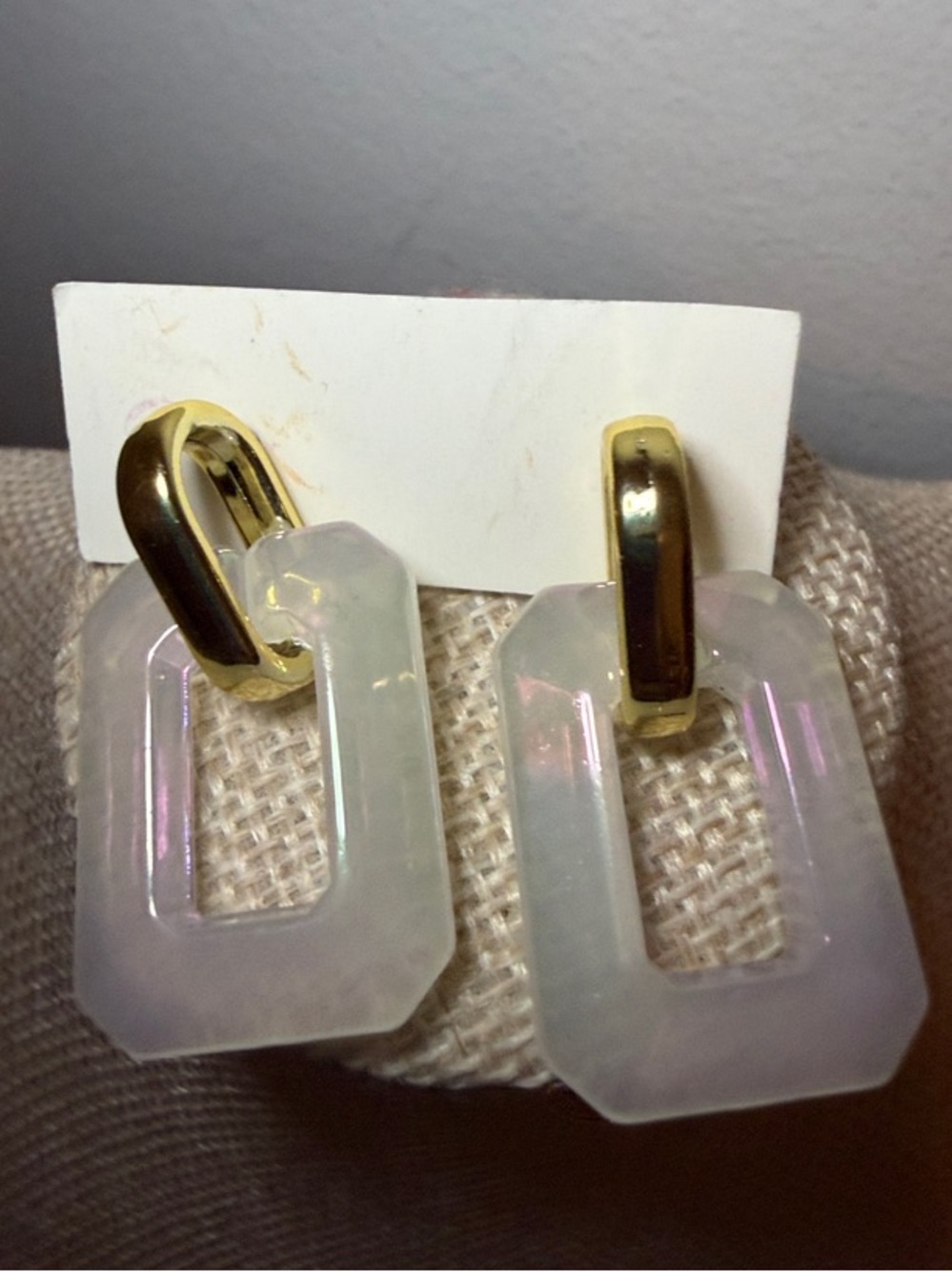 Gold & Iridescent Resin Drop Earrings